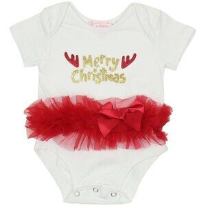 POPATU Merry Christmas Baby Girl's Bodysuit Tutu Sparkly